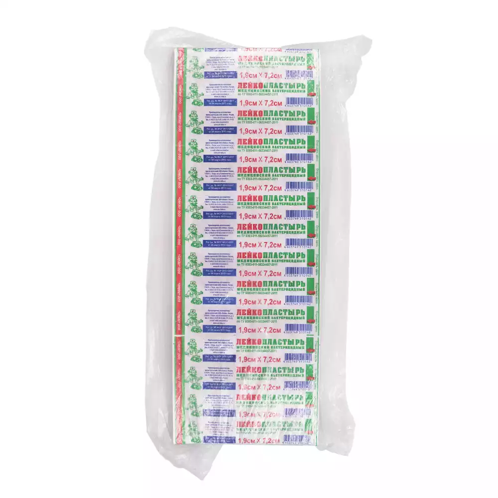 Лейкопластырь LEIKO бактерицидный, размер 1,9см*7,2см, белый, на тканевой основе