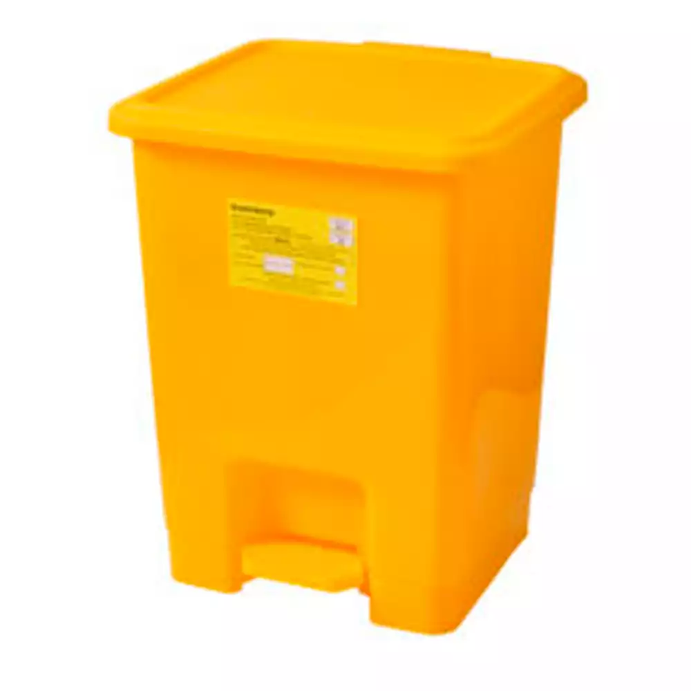 Бак 20,0л для сбора, хранения медицинских отходов (класс Б) "ТМ-02", с крышкой, педалью, цвет желтый, многоразовый