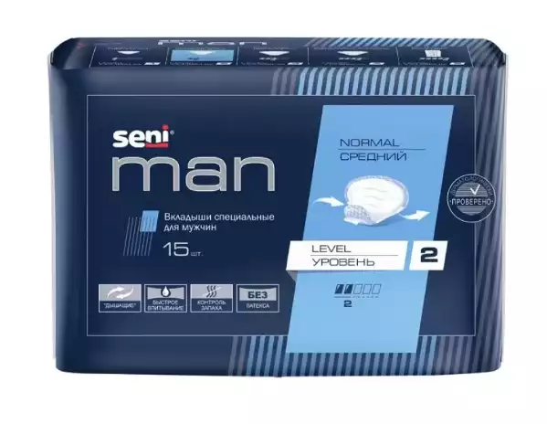 Вкладыши урологические для мужчин SENI MAN в размерах:normal level 2