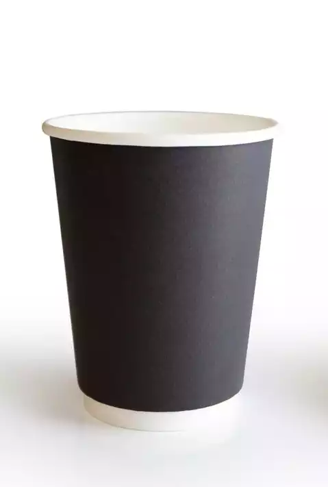 Стаканчик бумажный ThermoCup 250/285мл Черный Black двойное дно, упаковка п/э 20 шт (рукав)